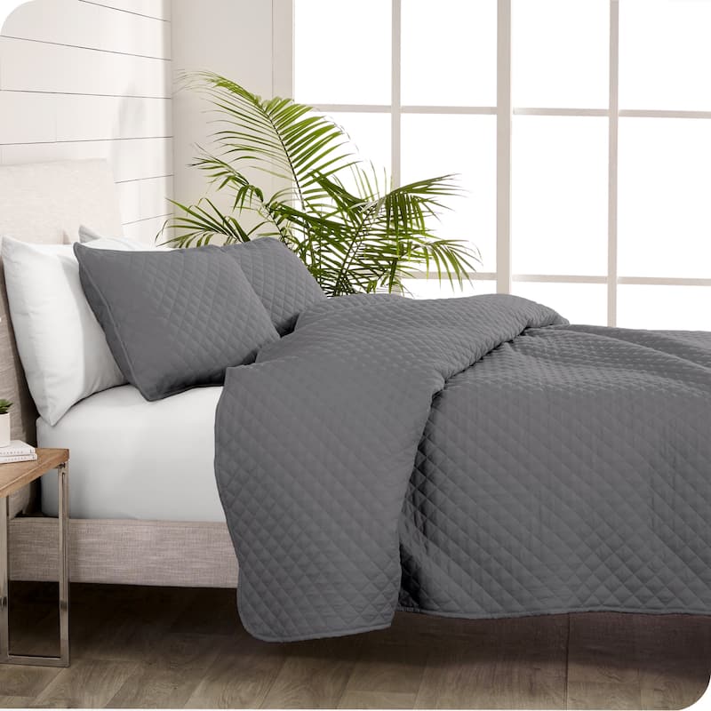 Bare Home Diamond Stitched Lightweight Microfiber Coverlet Set