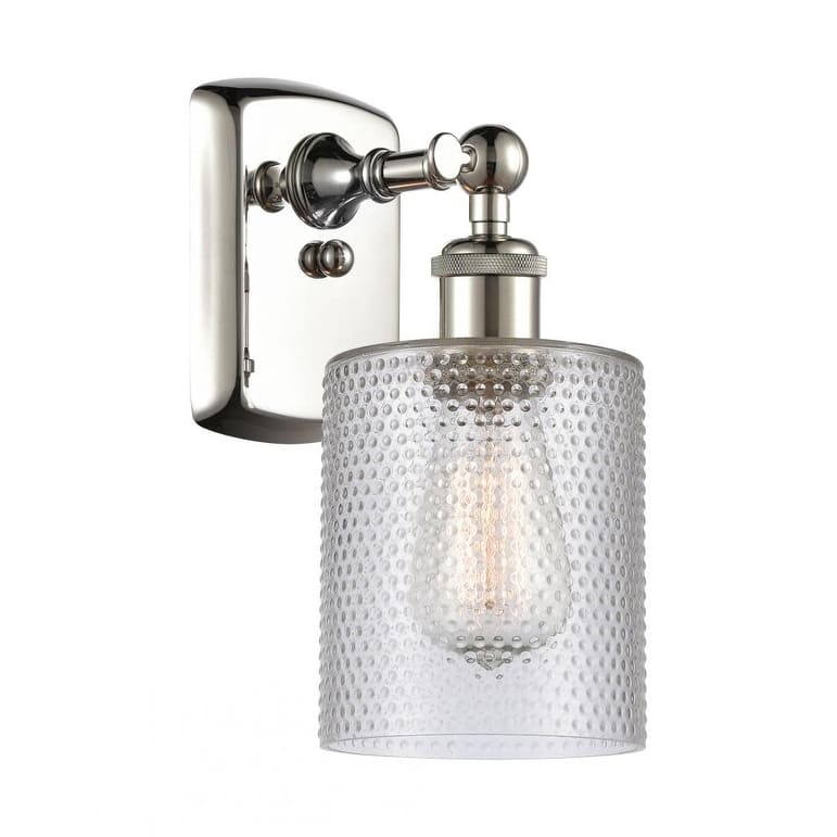 Innovations Lighting Cobbleskill 9" Tall Bathroom Sconce - Polished Nickel / Clear