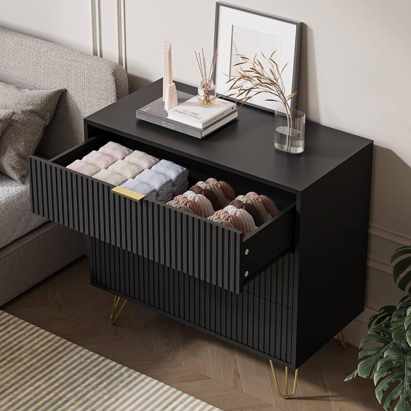 FURNIWAY Fluted Drawer Dresser for Bedroom