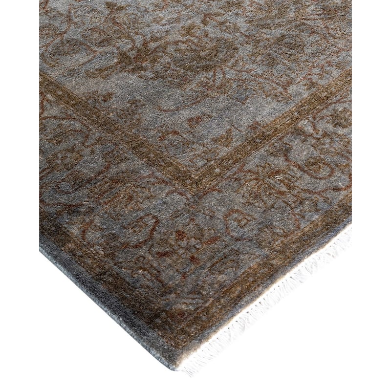 Fine Vibrance One-of-a-Kind Hand-Knotted Runner Rug - Gray, 2' 8" x 10' 4" - 2' 8" x 10' 4"