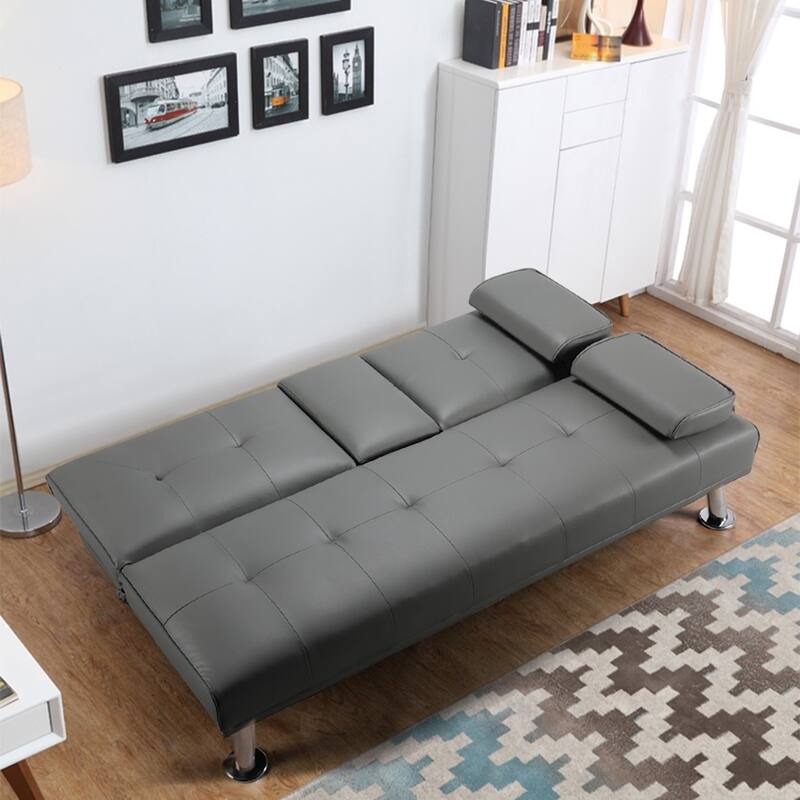Yaheetech Modern Recliner Couch Faux Leather Futon Sofa Bed