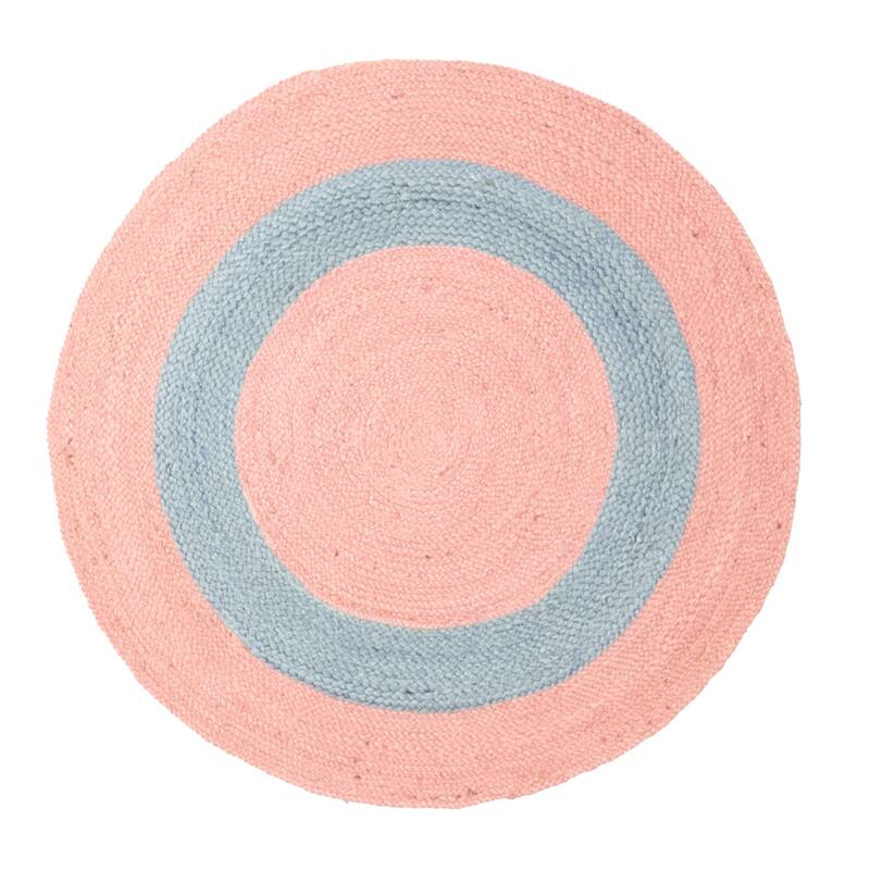 ECARPETGALLERY Braided Weave Palas Denizli Salmon Jute Rug - 3'3 x 3'3