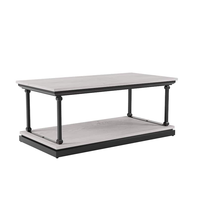 Marcin Transitional 47-inch 1-Shelf Coffee Table by Furniture of America - Antique White