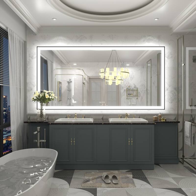 Front & Back LED Anti-Fog Tempered Glass Framed Bathroom/Vanity Mirror 3-Year Warranty