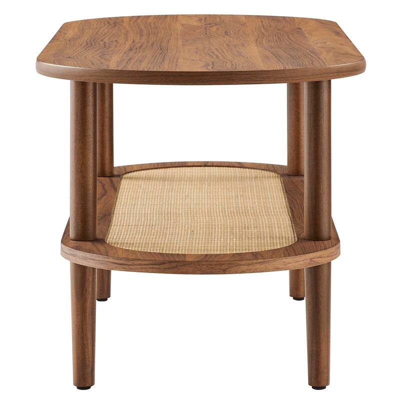 Colusa Modern Walnut Wooden Coffee Table with Shelf