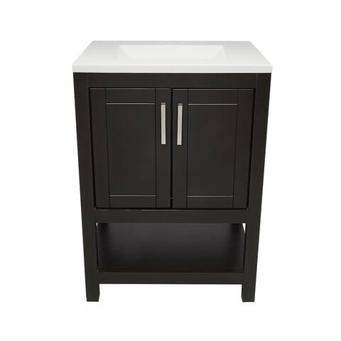 Taos 25" Bathroom Vanity with Cultured Marble Vanity Top Sink in White with White Basin