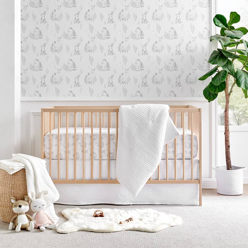 Mills Waffle White 4pc Baby Crib Bedding Set - Levtex Baby