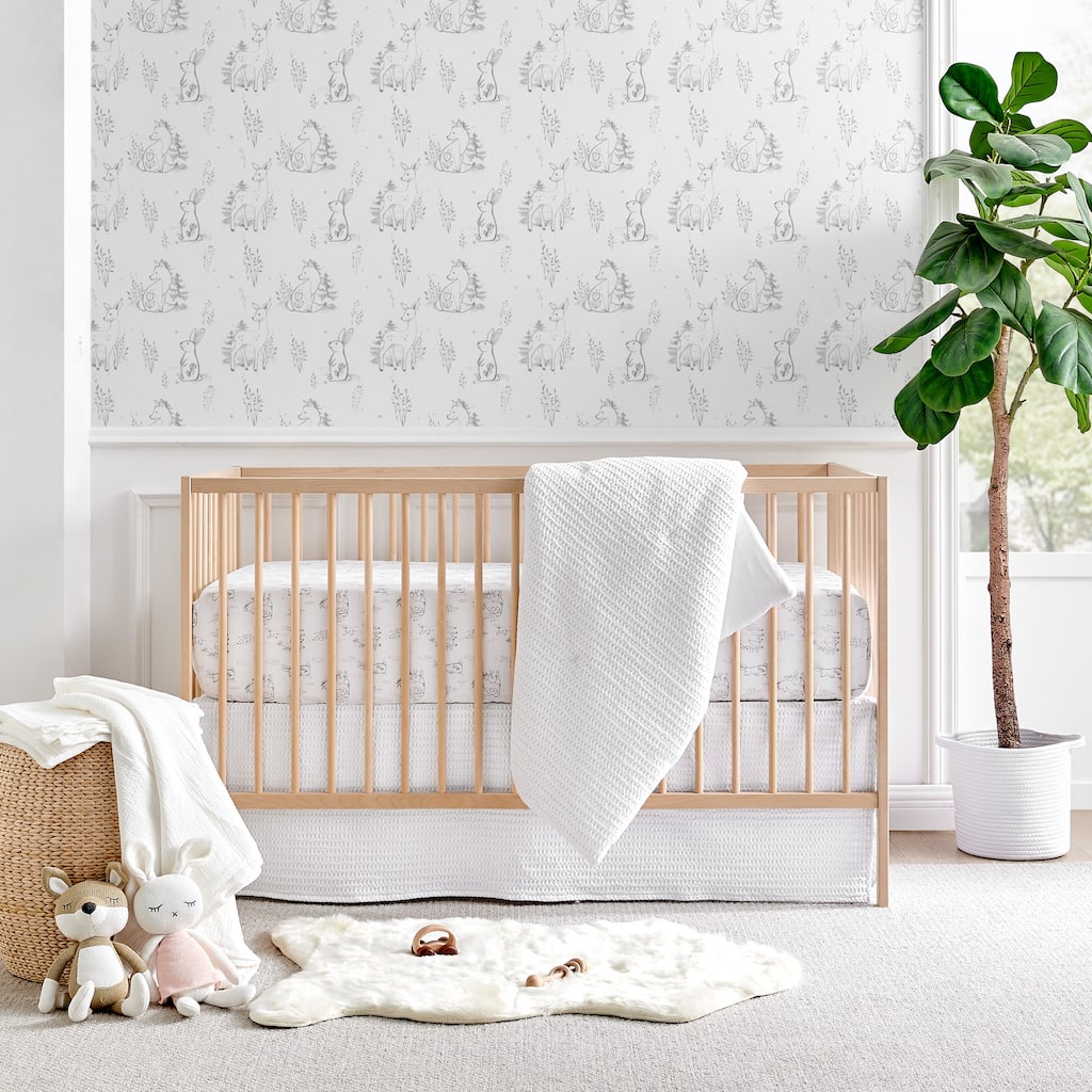 Mills Waffle White 4pc Baby Crib Bedding Set - Levtex Baby