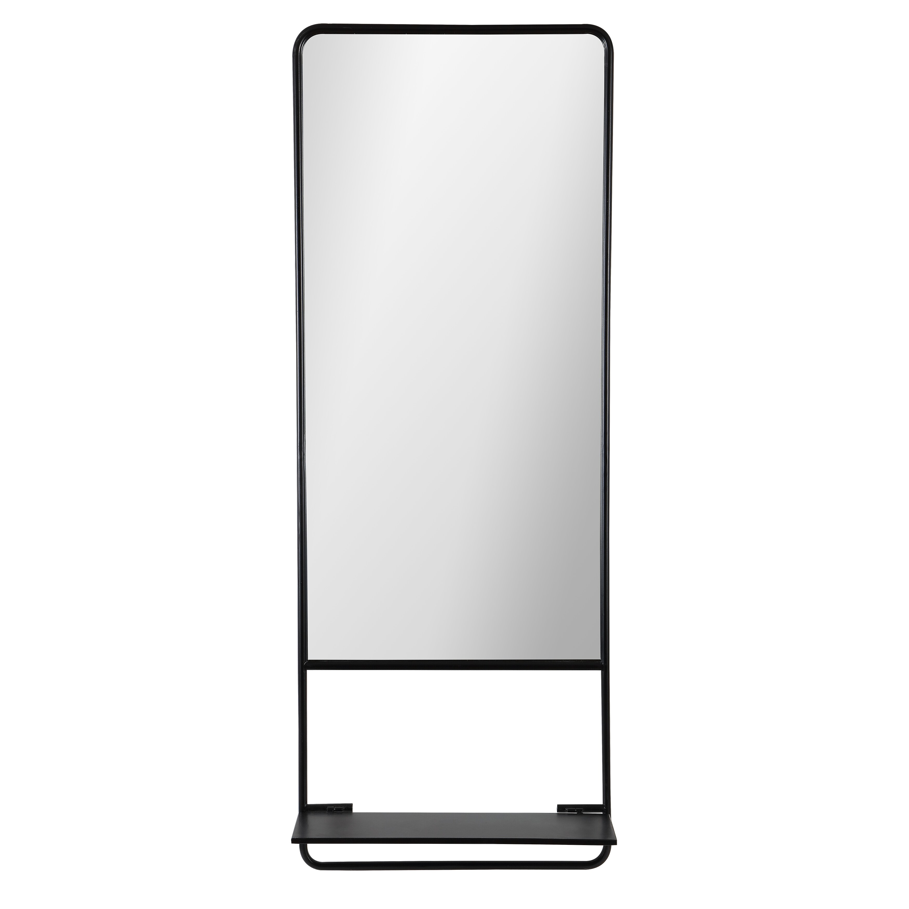 SAFAVIEH Trinsy 22-inch Black Rectangular Wall Mirror with Shelf - 18" x 5" x 48"