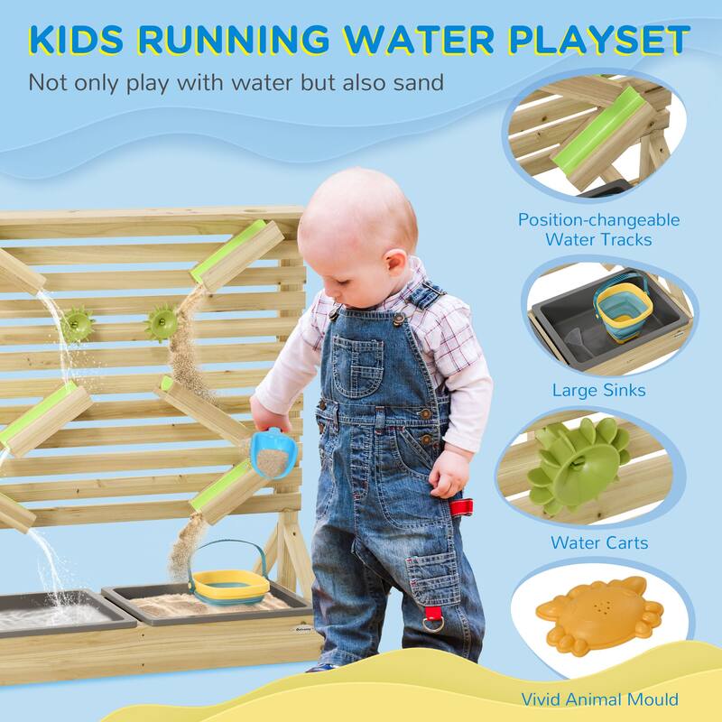 Kids Picnic Table with Umbrella and Storage Inside, Sand and Water Table, Kids Outdoor Furniture, Wooden Bench Backyard