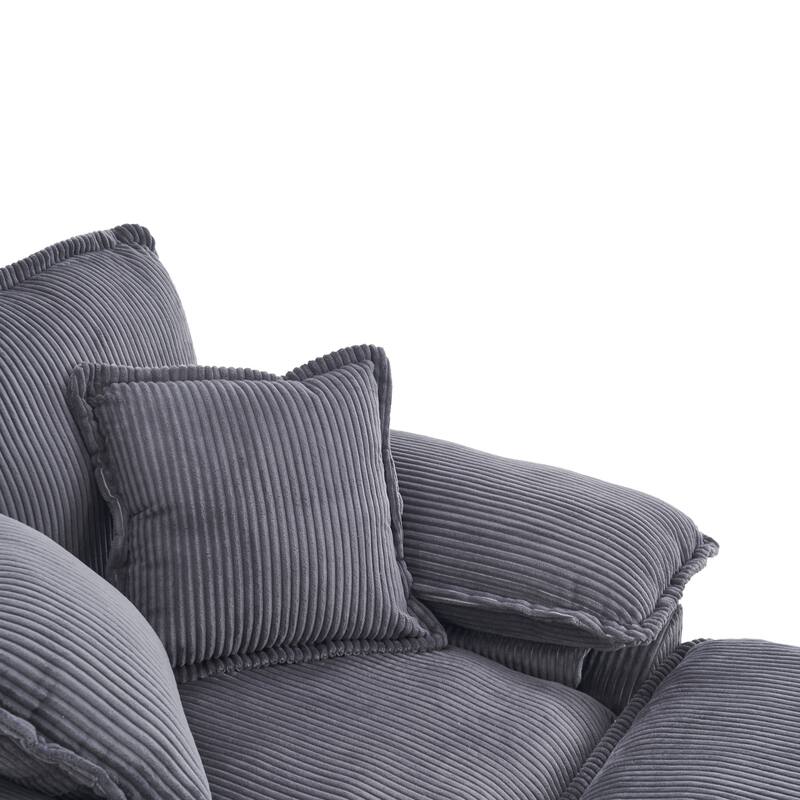 Corduroy Single Sofa With 2 Pillows