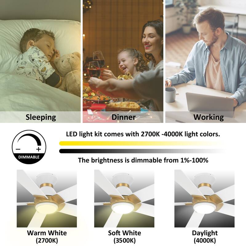 CARRO Joule 52" 5-Blade Smart Ceiling Fan with Light and Remote-Flush Mount