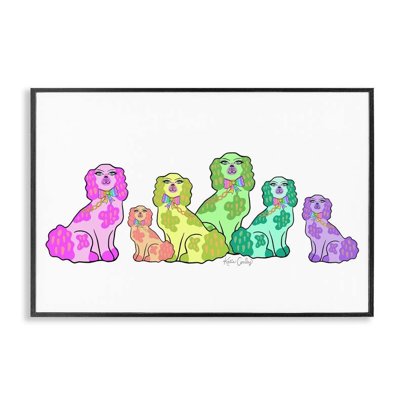 Stupell Colorful Posh Pooches Framed Giclee Art Design By Katie Conley - 18 x 12 - Black