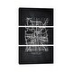 preview thumbnail 1 of 1, iCanvas "Kansas City Map Chalkboard Style" by WallDecorAddict 3-Piece Canvas Wall Art Set