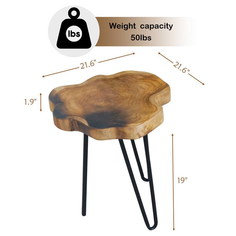Greenage Solid Wood Teak Live Edge Natural Cut Coffee Table