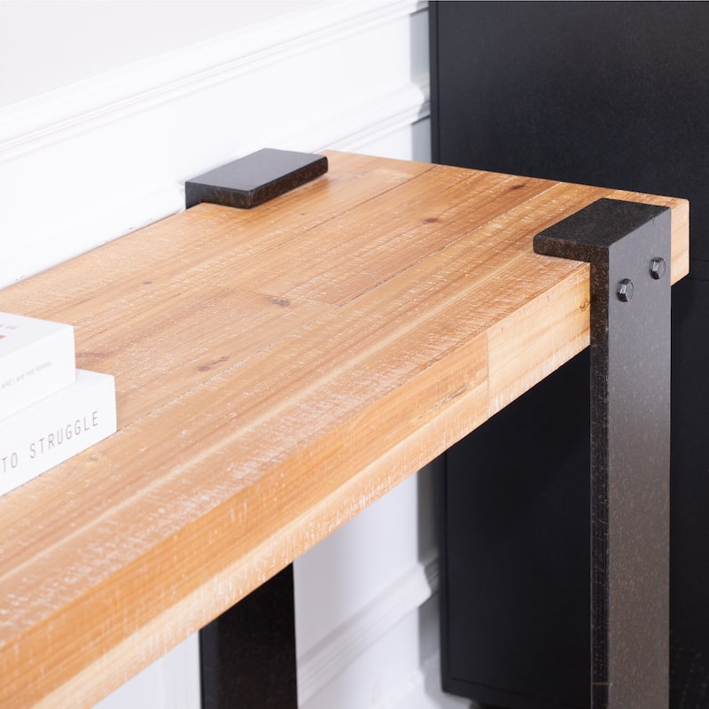 Rustic Industrial Console Table - 60" Entryway Table with Engineered Wood Top & Distressed Faux Rust Metal Legs