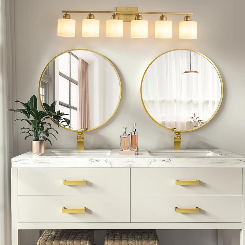 6-Light 38" Brushed Gold Bathroom Vanity - Wall Sconce for Bedroom, Living