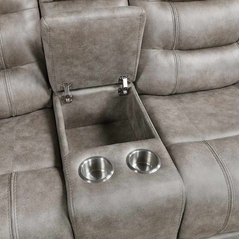 Fremont & Park Gerald 76.5" Microfiber Manual Double Reclining Loveseat with Console