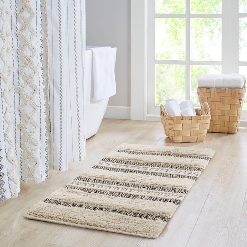 INK+IVY Asher Woven Texture Stripe Bath Rug