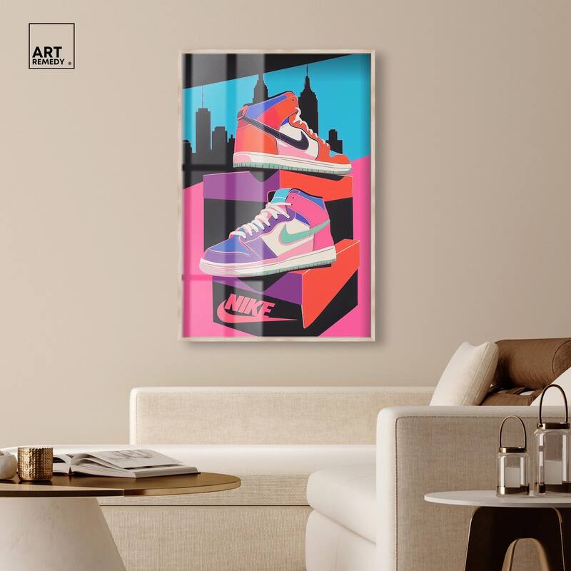 City Pop Sneakers Shadowbox by Art Remedy