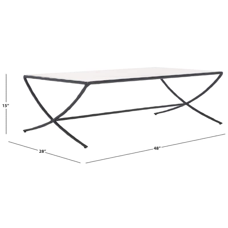 SAFAVIEH Couture Debbie Rectangular Metal Coffee Table - 48Wx28Dx15H - Black/White