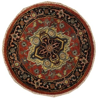 HERAT ORIENTAL Handmade Traditional Medallion Serapi Round Wool Rug - 3 ...