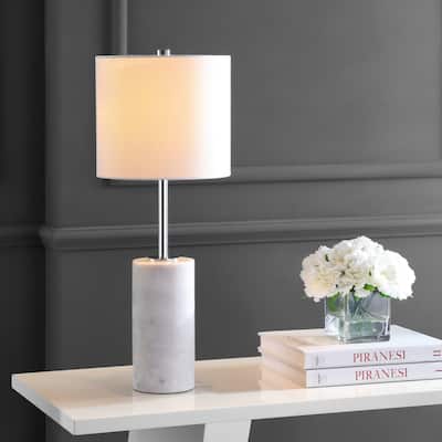 May 25.5" Marble LED Table Lamp, White/Chrome by JONATHAN Y