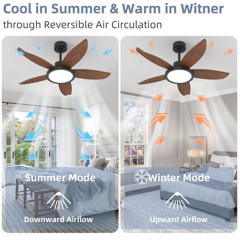 42" High Airflow Plug-and-Play Fan Blades ABS Plastic Fan Blades Ceiling Fan Light