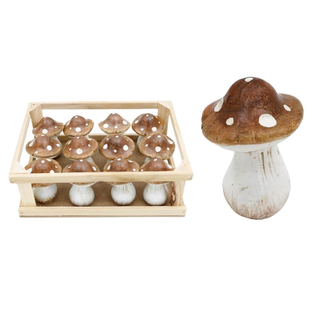 Transpac Resin Single Mushrooms In Crate S/12 Home Decorations Spring
