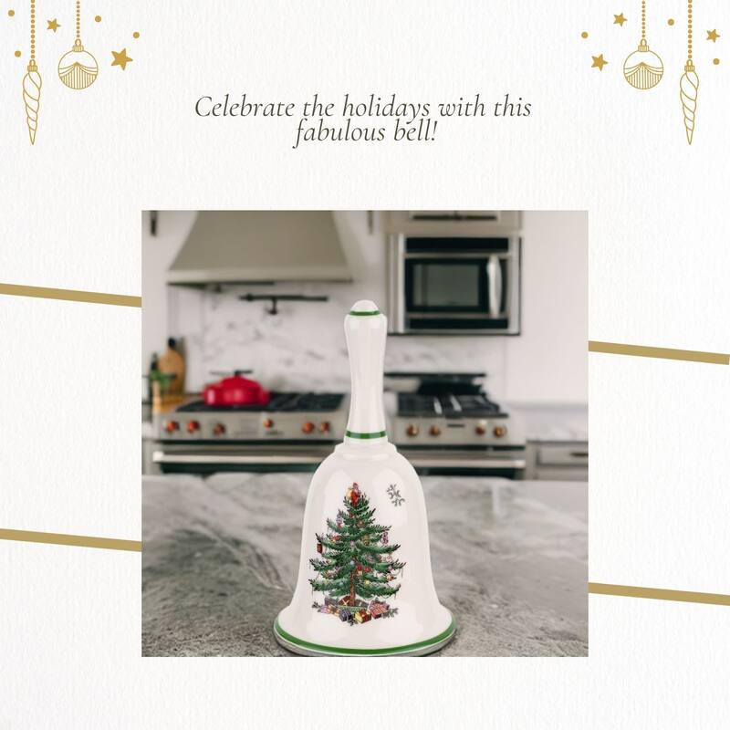 Spode Christmas Tree Handled Bell - 3" D x 6" H