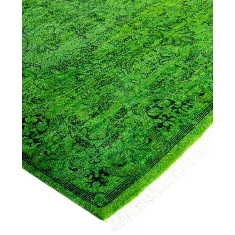 Overdyed One-of-a-Kind Hand-Knotted Area Rug - Green - 4' 2" x 6' 3"