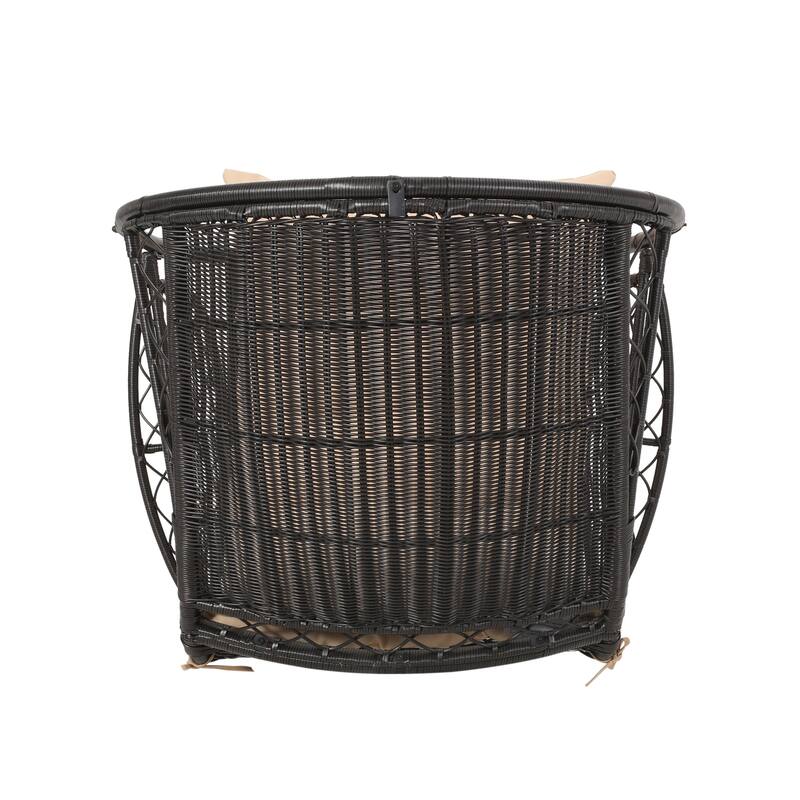 Roomfitters Outdoor Wicker Egg Chair with Canopy, Teardrop Lounge Seating and Soft Cushions for Patio Garden Balcony