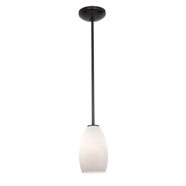 slide 2 of 2, Access Lighting Champagne 1-Light Glass Pendant - Rod - Oil Rubbed Bronze Finish - Opal Glass Shade - Replaceable LED Oil Rubbed Bronze