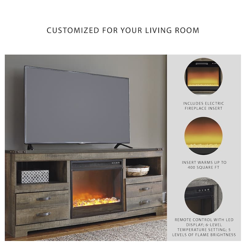 63" TV Stand with Electric Fireplace - 63.39" W x 19.61" D x 26.22" H