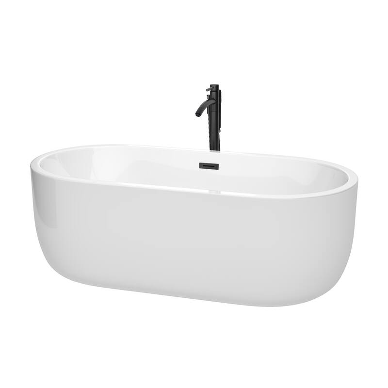 Wyndham Collection Juliette 67" Freestanding Acrylic Soaking Tub with - White / Matte Black Trim