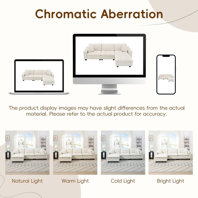 100" L-Shaped Convertible 4-Seat Sofa