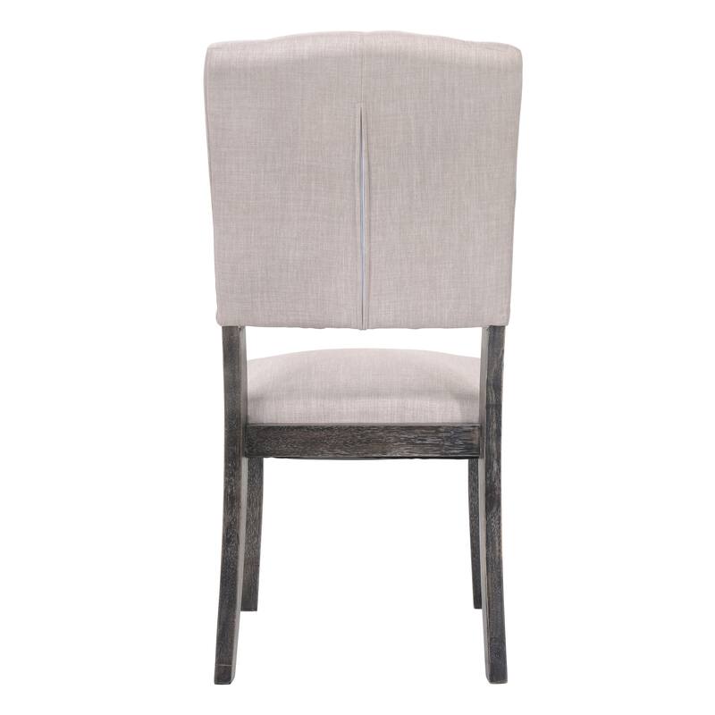 Beige and Weathered Grey Oak Tufted Back Side Chairs (Set of 2)