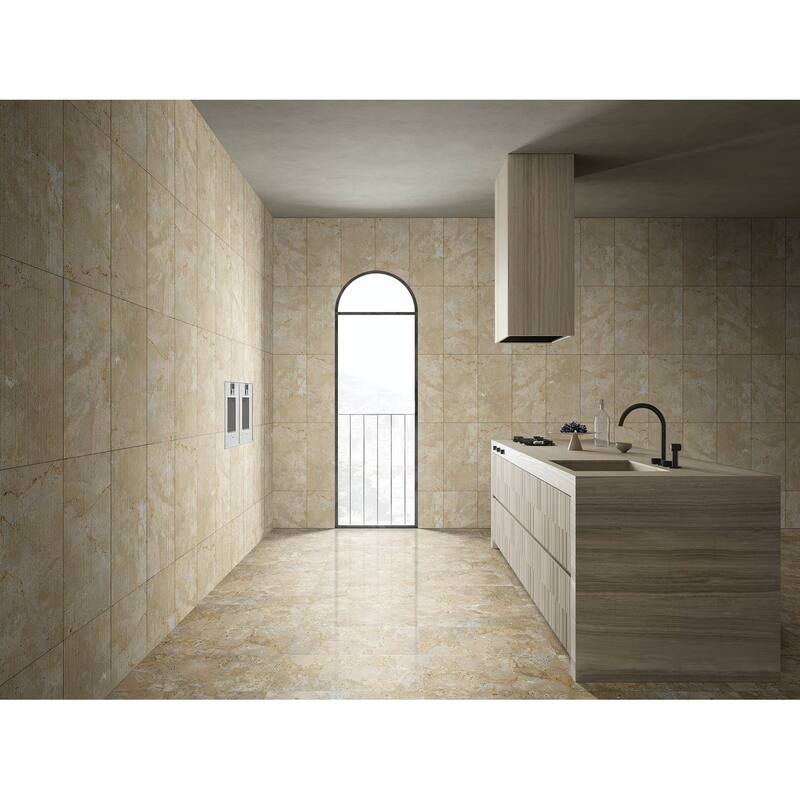 12"×24" FS Textured Finished Natural 3D Fluted Marble for Wall, 1 Box 4 PCS