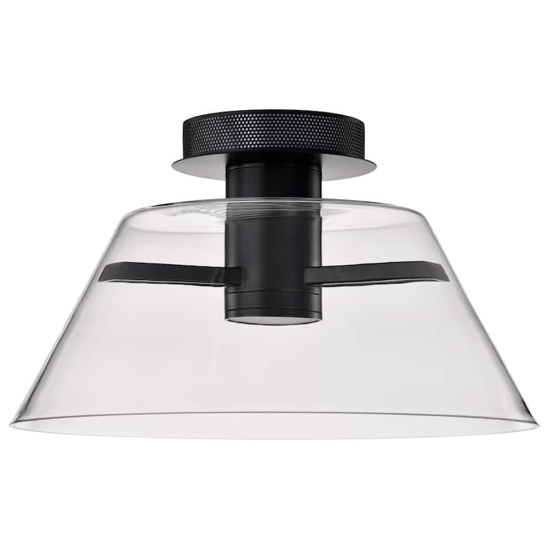 Edmond - 17 Inch LED Semi Flush - Matte Black with Clear Glass