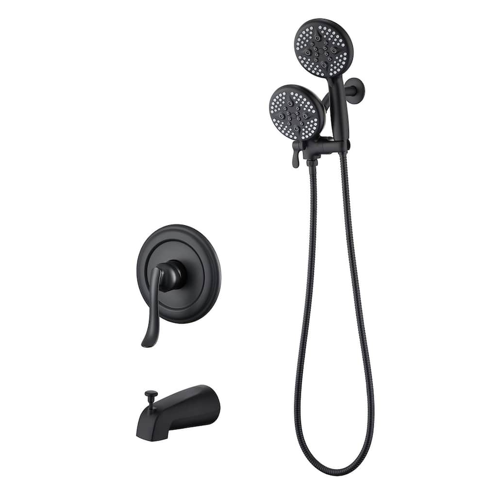Complete Shower System with Tub Shower Faucet Set 5in Head Matte Black