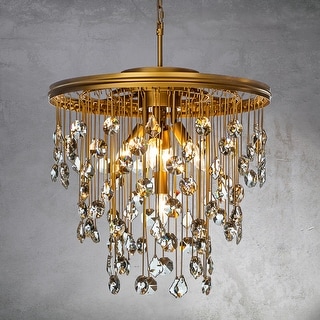 CraftHome 5-Light 20" Modern Antique Gold DIY Crystal Chandelier - 19.7in