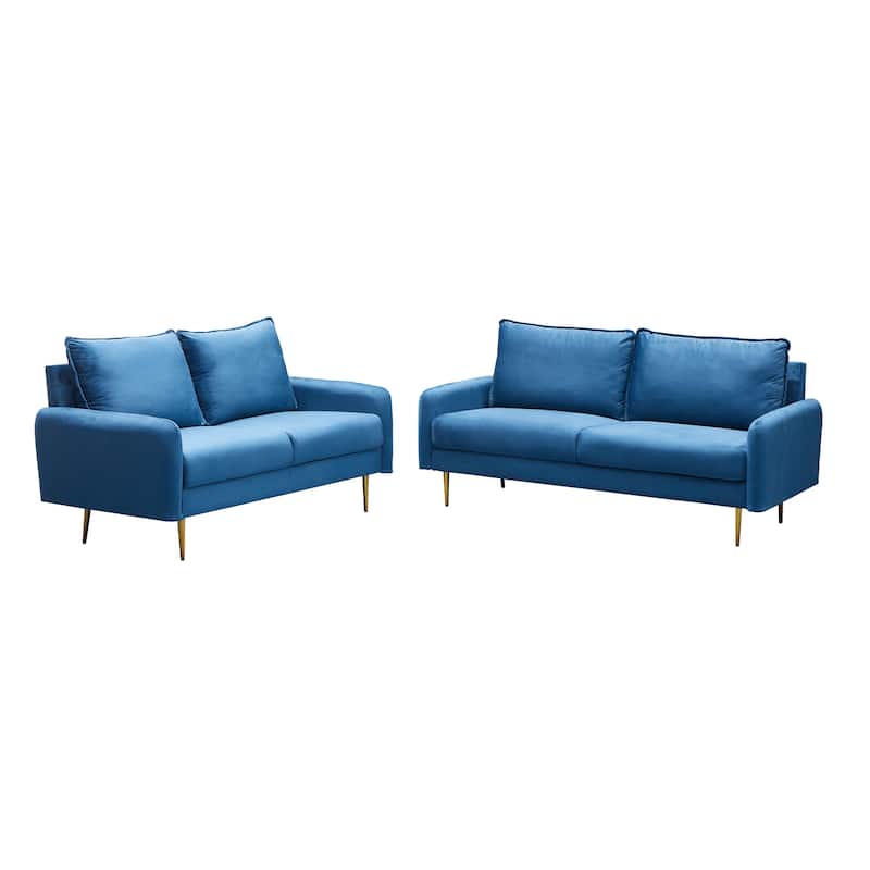 Velvet 2 Piece Loveseat and Sofa Living Room Set