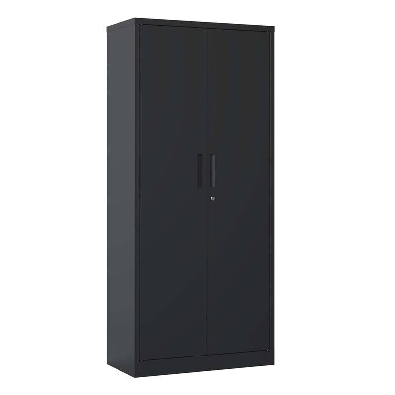 71"H Metal Lockable Storage Cabinet with Doors and 4 Shelves
