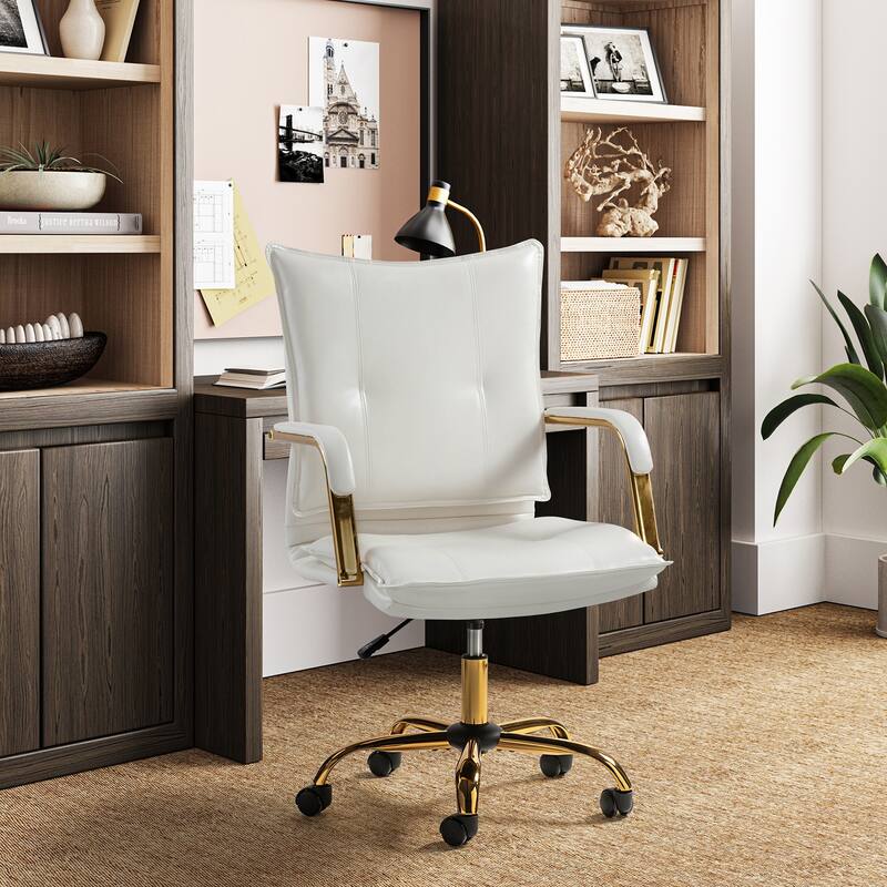 Zarina Modern Faux Leather Swivel Office Desk Chair with Height-adjustable by HULALA HOME