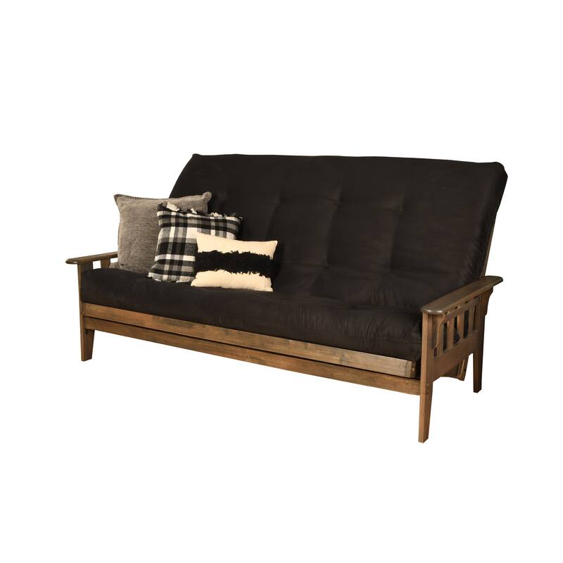 Somette Tucson Queen-size Futon Set in Rustic Walnut Finish with Innerspring Mattress