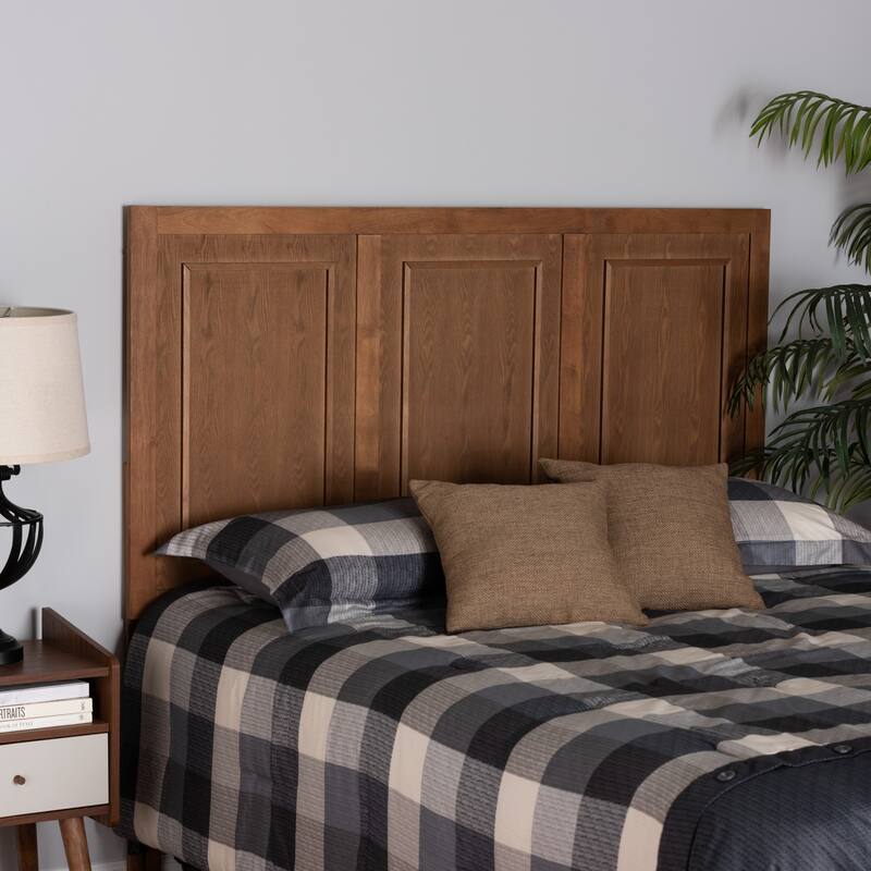 Giordano Classic and Traditional Ash Walnut Finished Wood Headboard