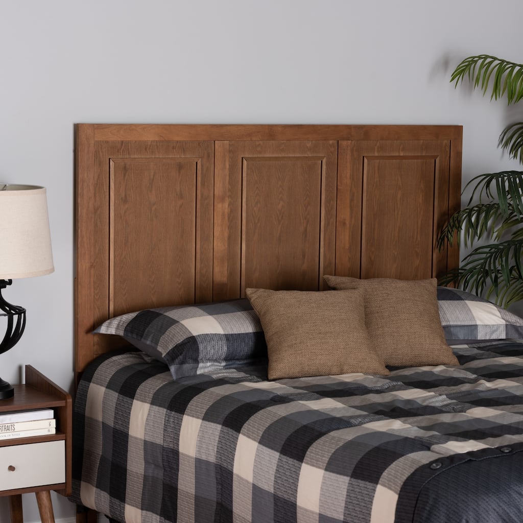 Giordano Classic and Traditional Ash Walnut Finished Wood Headboard