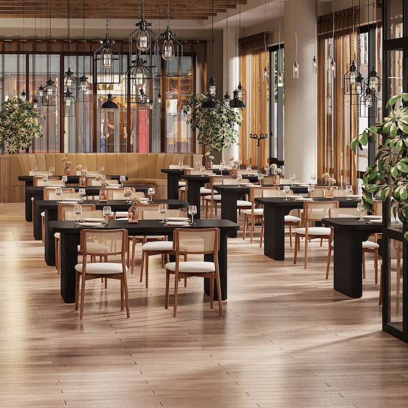 62-Inch Wood Dining Table for 4-6 People Modern Rectangular Kitchen Table for Dining Room Living Room