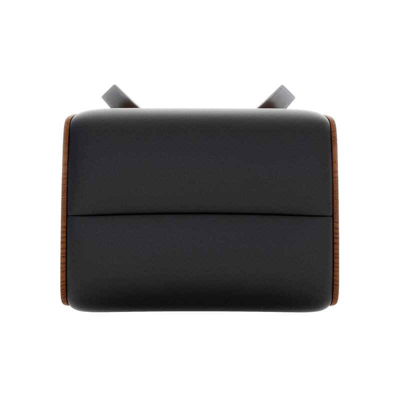 Jovan 20.5" Mid-Century Modern Genuine Leather Footstool Ottoman