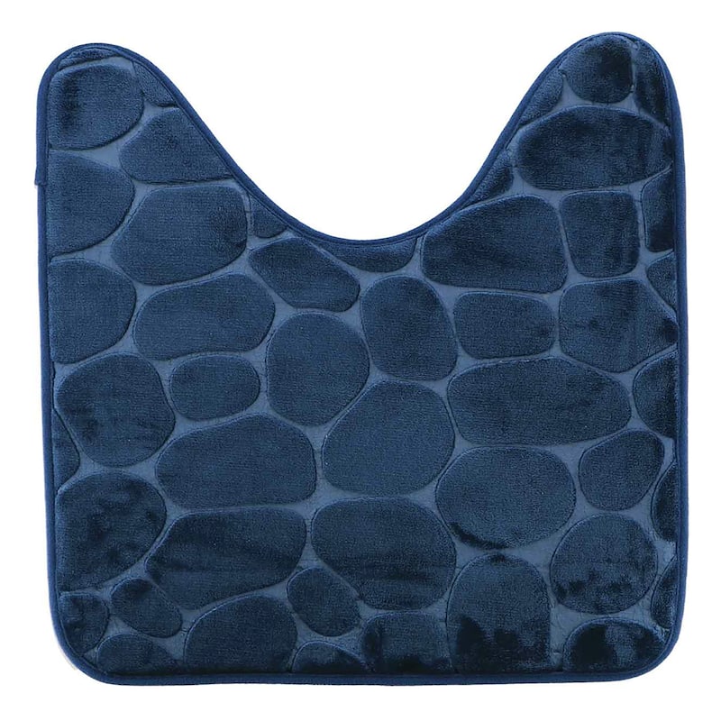 Memory Foam Contour Bath Mat Pebble Design 18x20 - Navy Blue